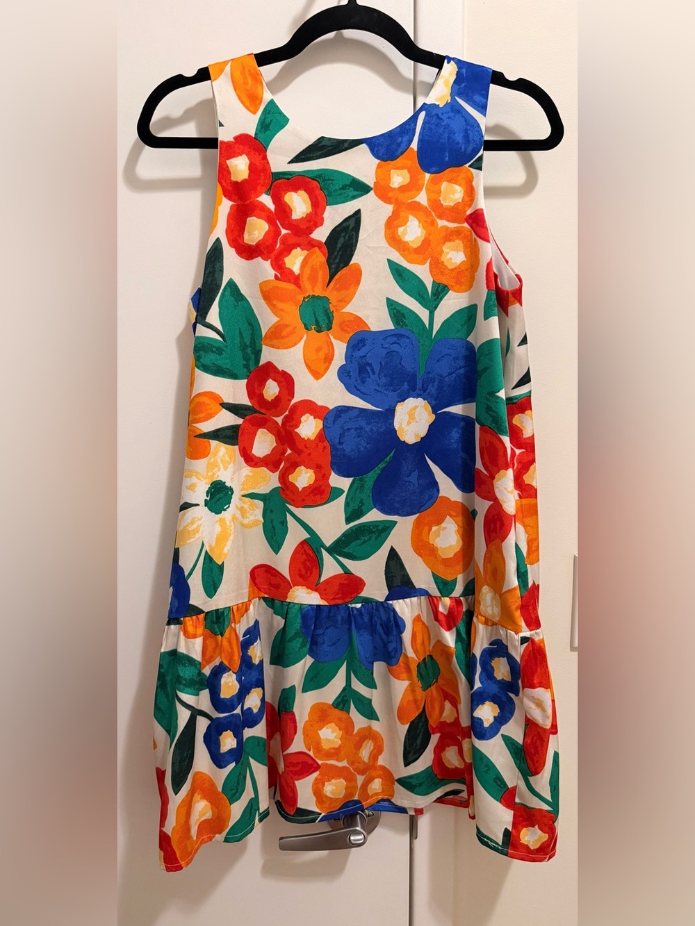TCEC Sleeveless Floral A-Line Dress in Blue, Orange, Red, Green, White